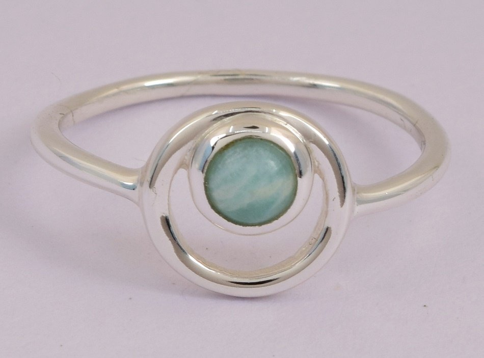 Zia Sterling Silver Round Amazonite Ring