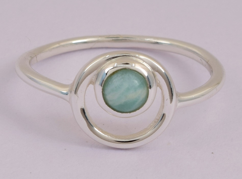 Zia Sterling Silver Round Amazonite Ring