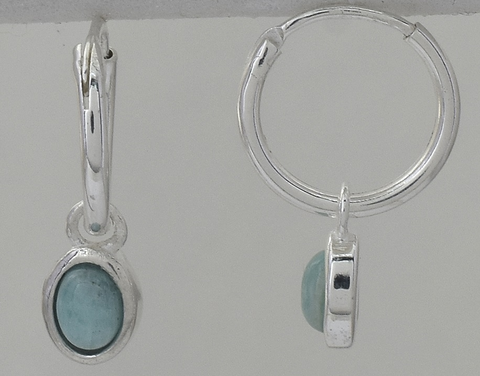 Zia Sterling Silver Oval Green Aventurine Earrings