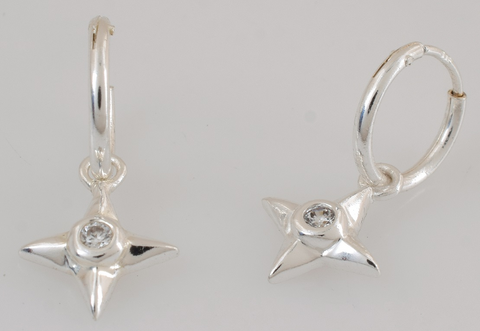 Aya Sterling Silver White Cubic Zirconia Star Earrings
