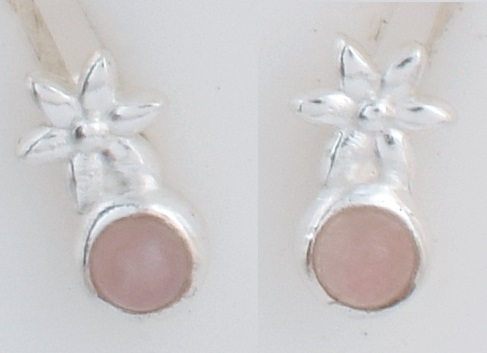 Mia Sterling Silver Rose Quartz Floral Earrings