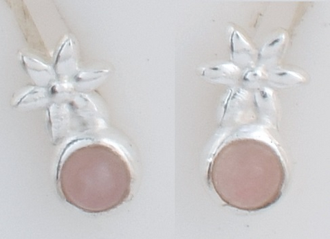 Mia Sterling Silver Rose Quartz Floral Earrings