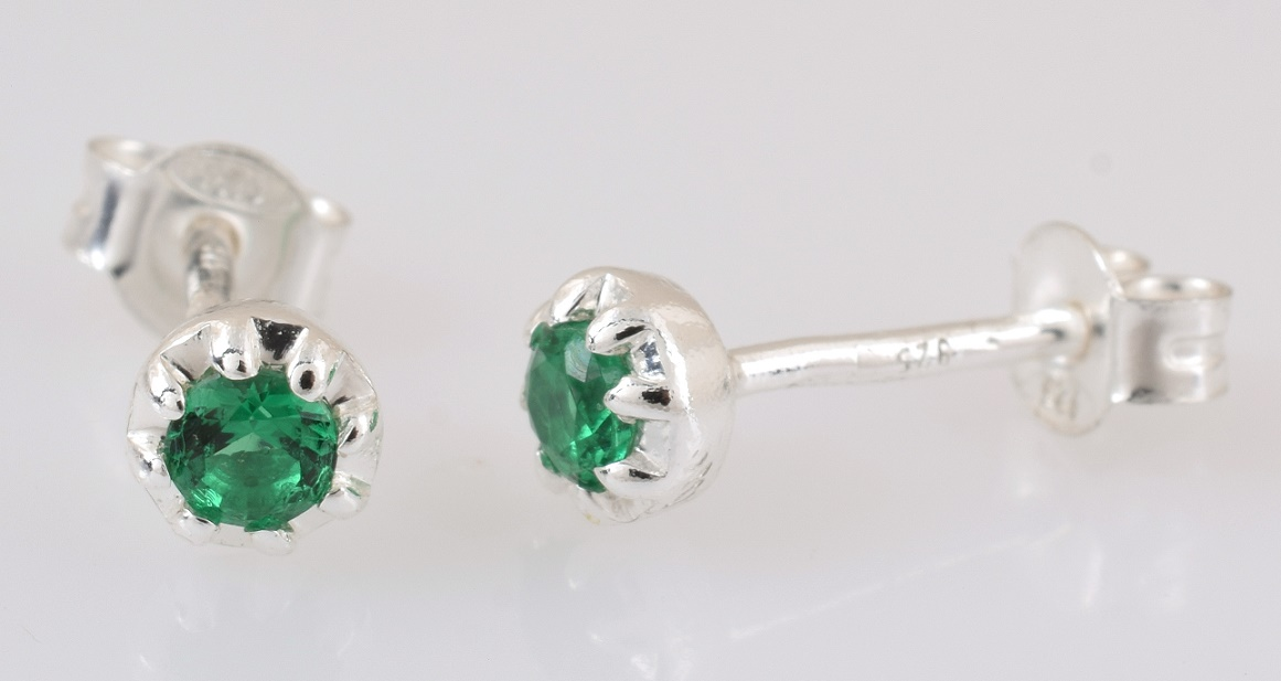 Zyn Sterling Silver Imitation Green Stud Earrings