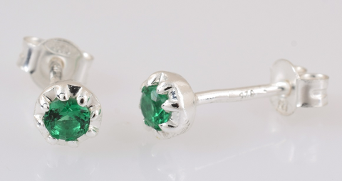 Zyn Sterling Silver Imitation Green Stud Earrings