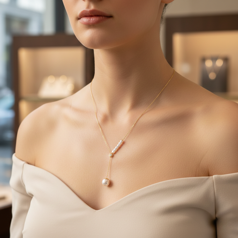 Lue Silver Pearl Necklace