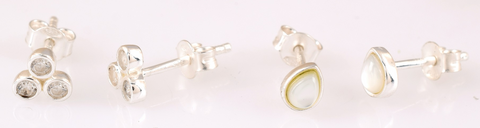 Ais Sterling Silver White Cubic Zirconia Shell Earrings Set