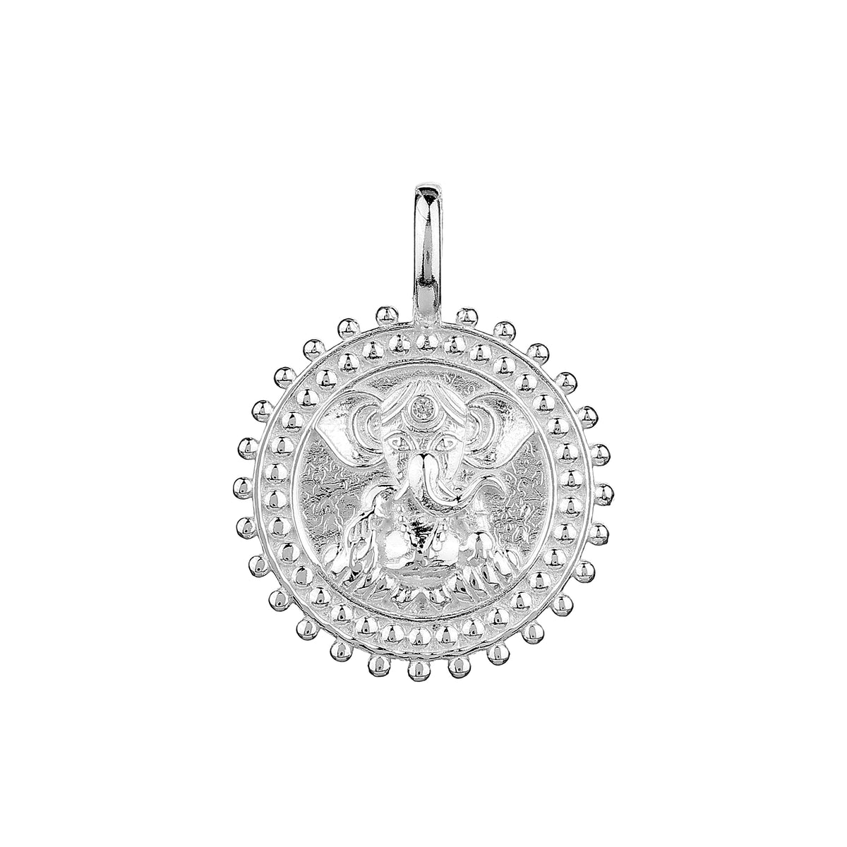 Anna Sterling Silver Ganesh White Cubic Zirconia Pendant