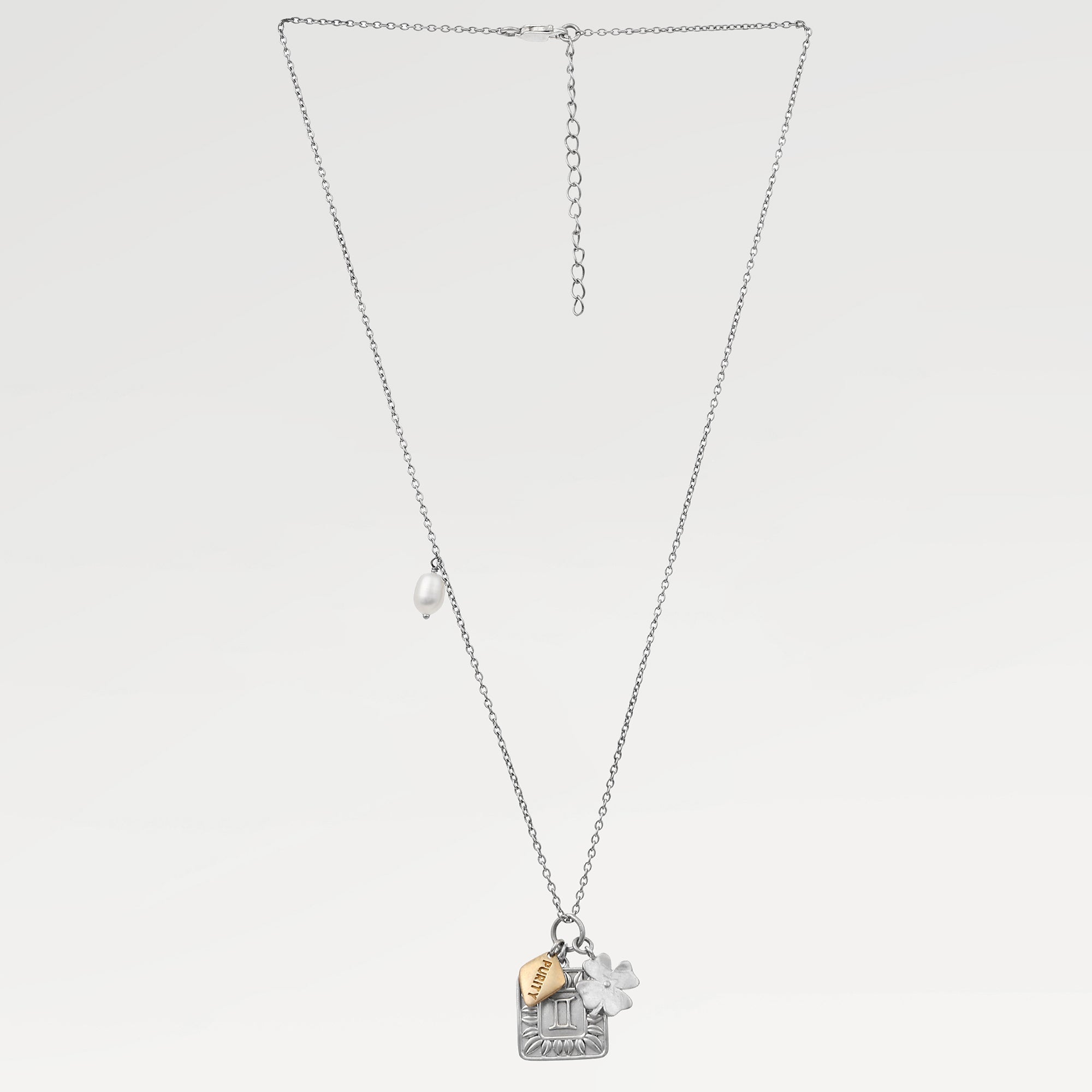 Zoe Two Tone Pearl Bezel Necklace
