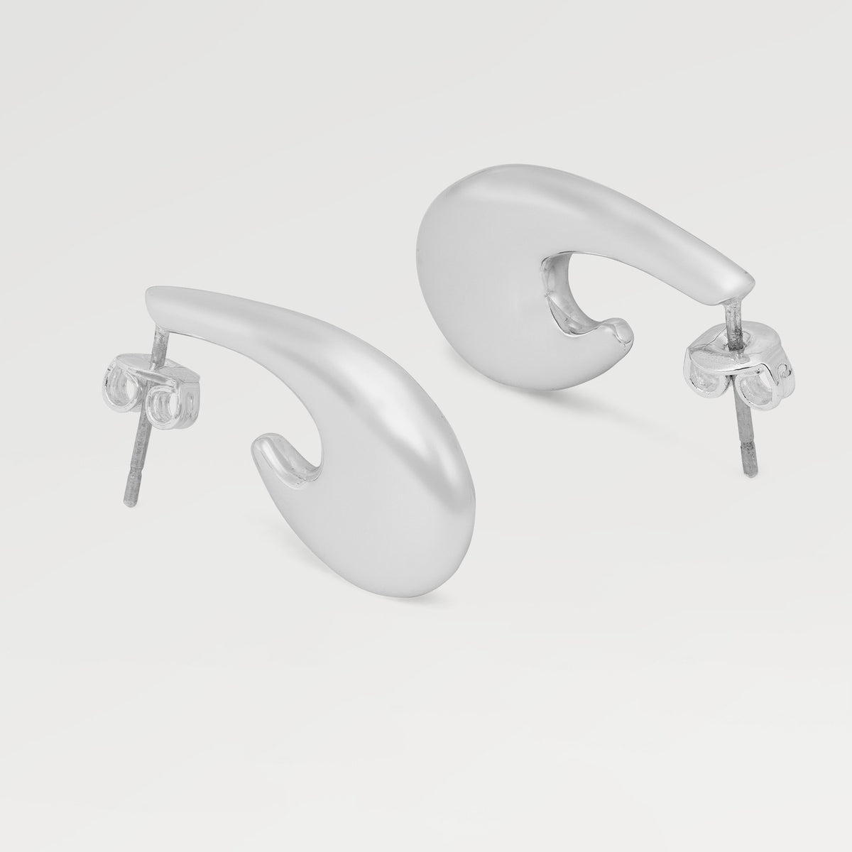 1.50 Micron Shiny Silver Plated Plain Stud Earrings