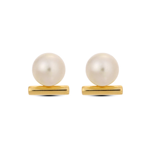 Bela Silver Round Pearl Earrings