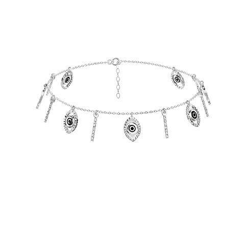 Heya Silver Evil Eye Anklet