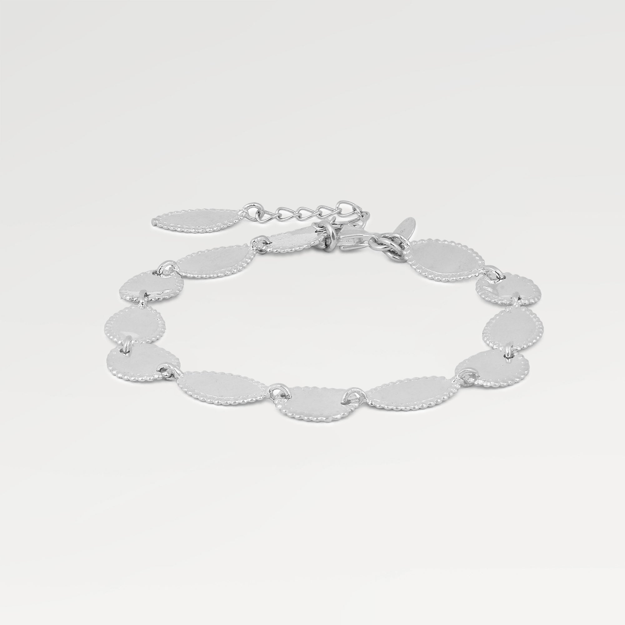Emma Silver Hammered Oval Marquise Bracelet