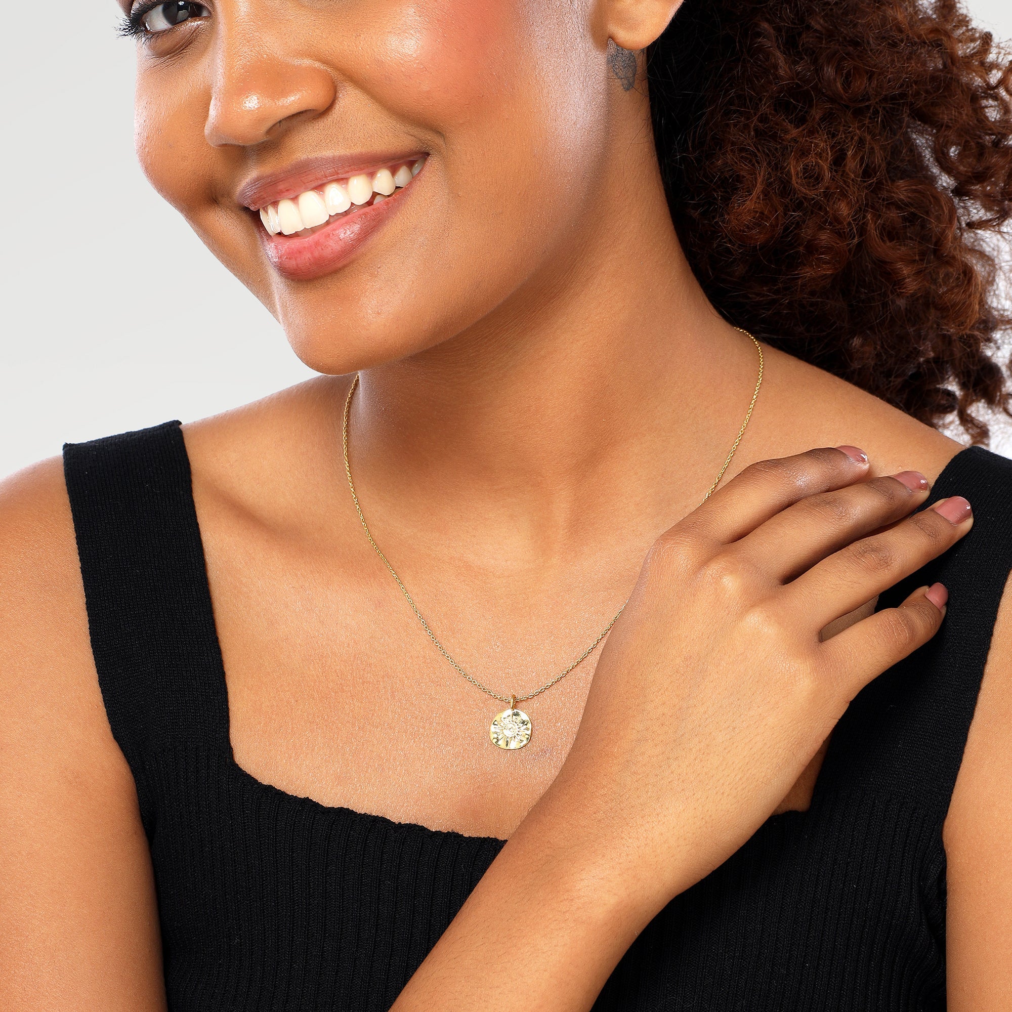 Mia Hammered Sun Slider Necklace