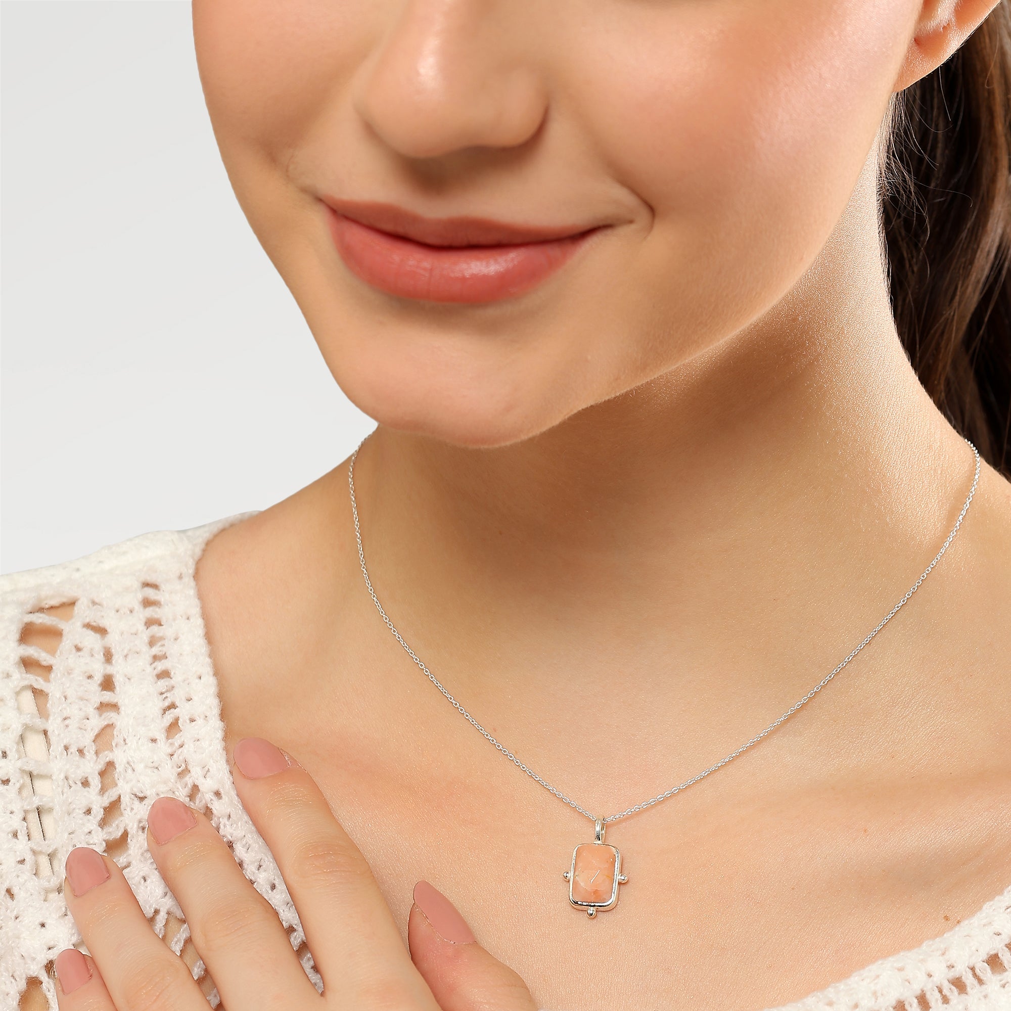 Nora Peach Aventurine Octagon Pendant