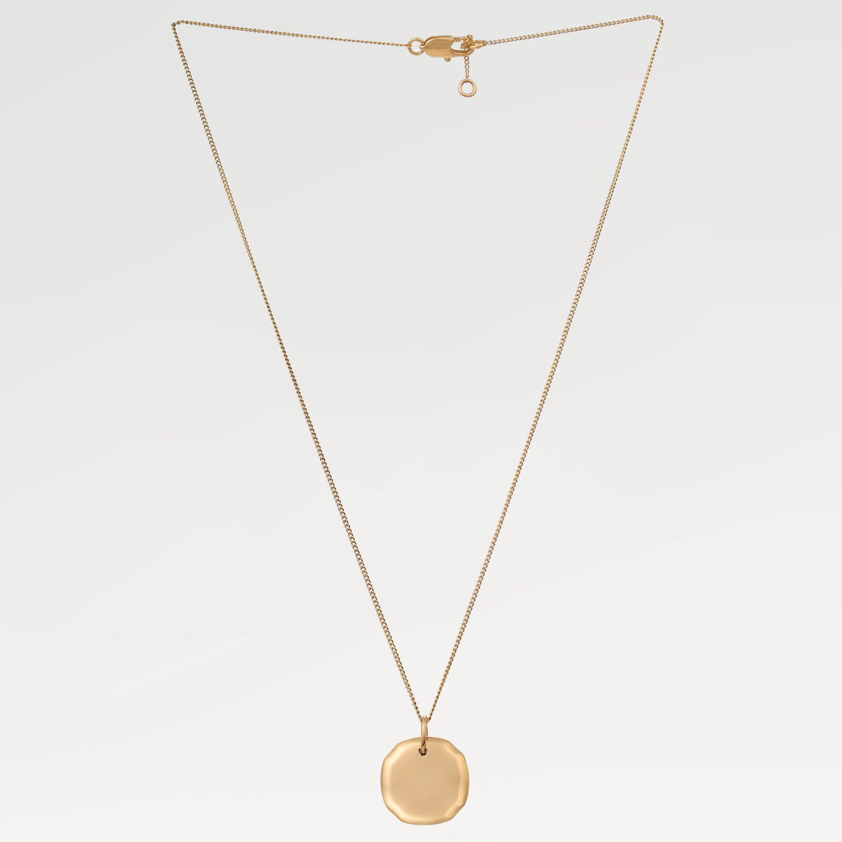 999 Brass 0.10 Micron Yellow Gold Plated Plain Slider Disk Necklace