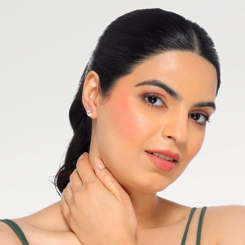 Lily Silver Zirconia Pearl  Earrings