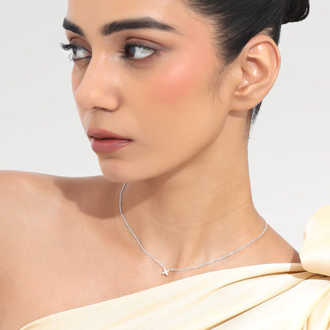 Lily Silver Floral Zirconia Necklace