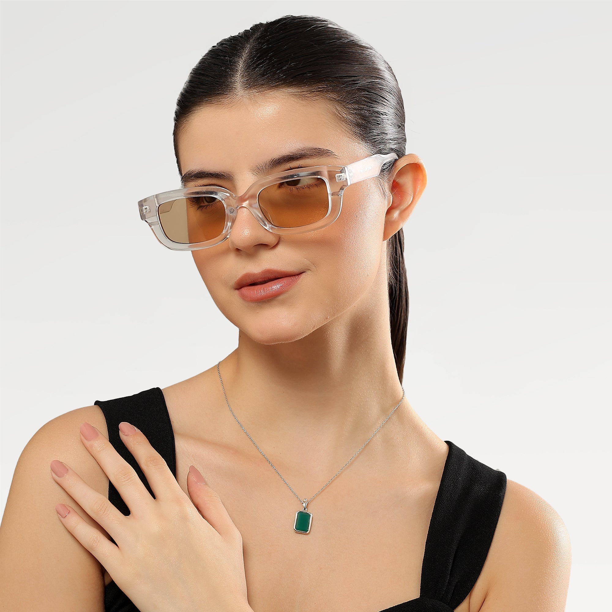 Grace Silver Plated Drop Earrings Green Quartz