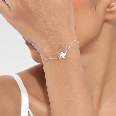 Mia Sterling Silver Rose Color Quartz Bracelets