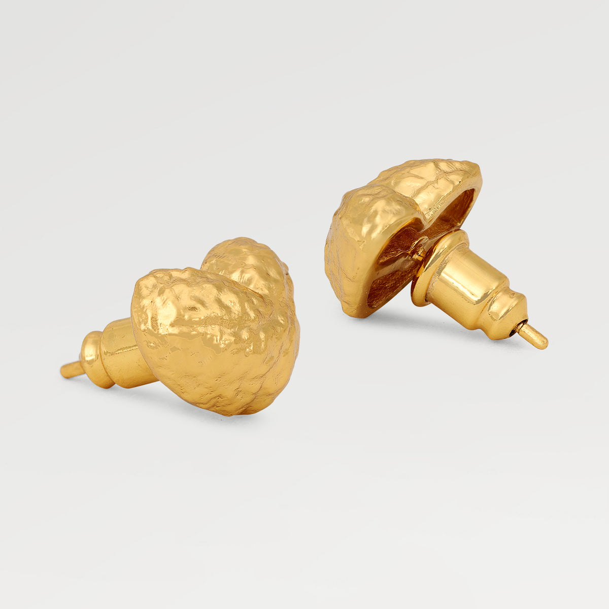 0.10 Micron Yellow Gold Plated Plain Texture Stud Earring