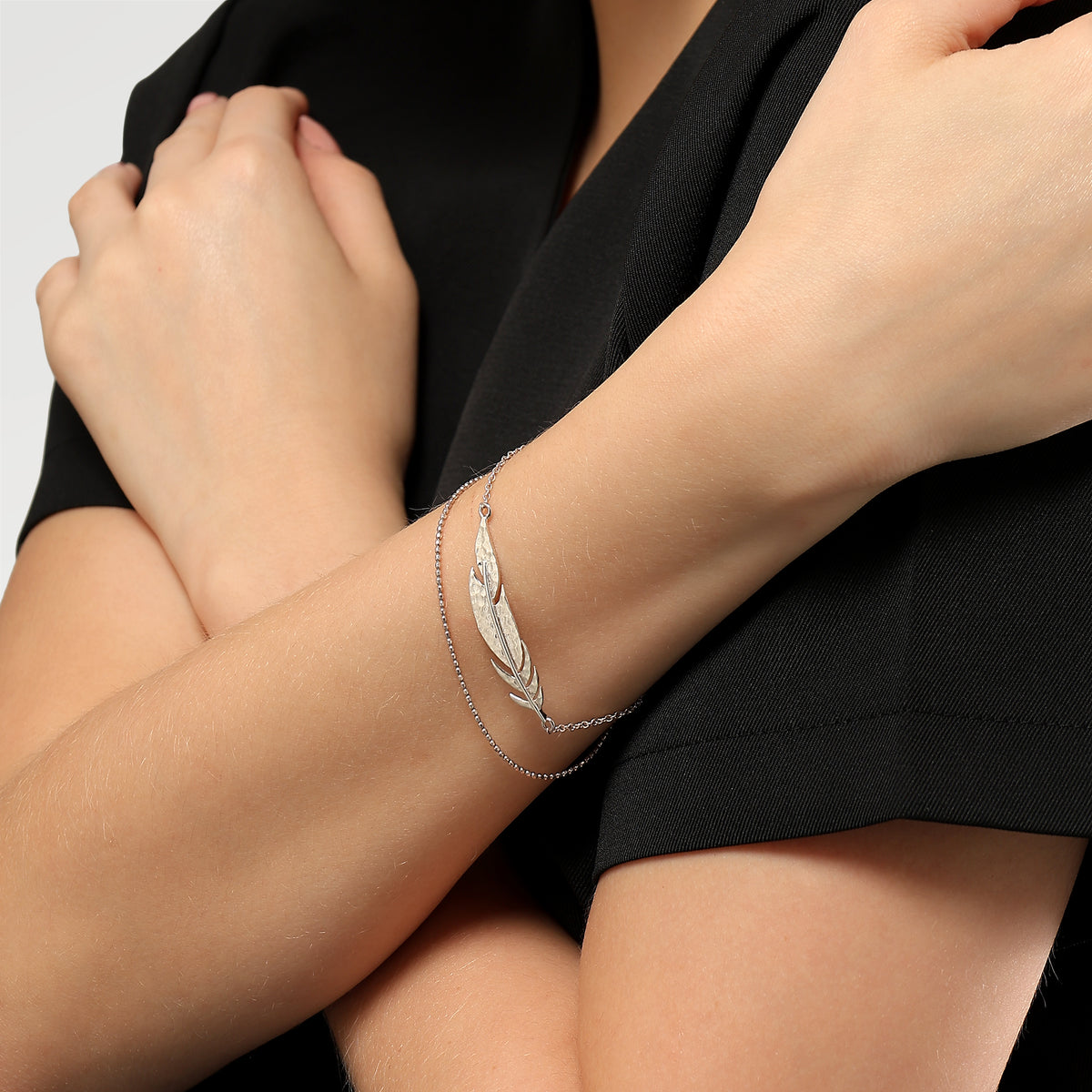 Nora Silver Plated Double Leaf Friendship Bracelet