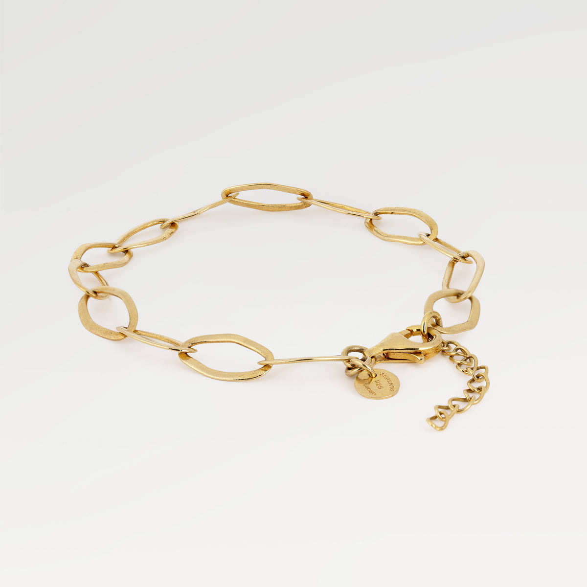 1 Micron Yellow Gold Plated Plain Organic Shape Link Bracelet