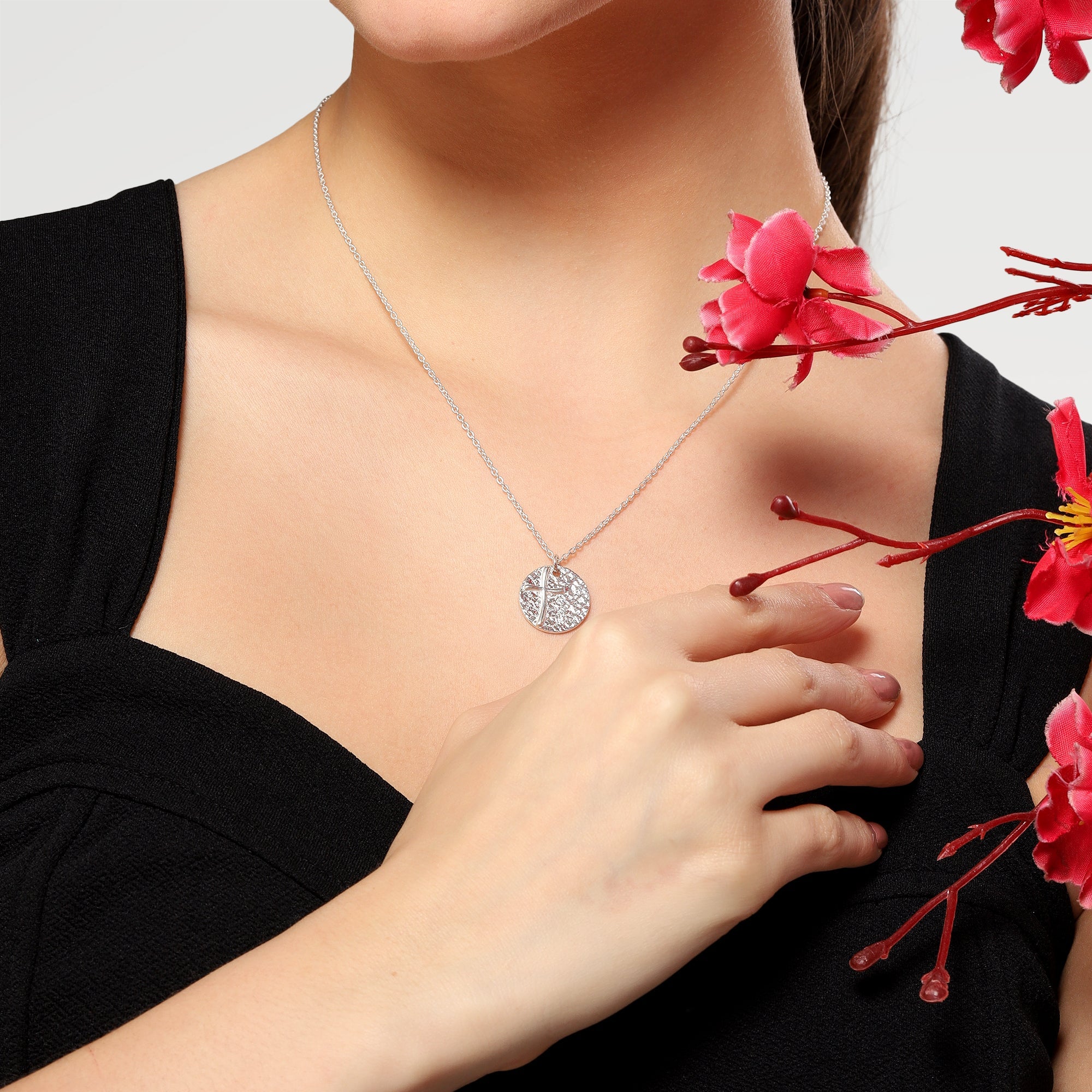 Mia Silver Cross Slider Zirconia Necklace