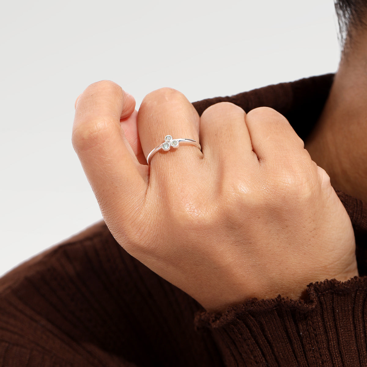 Nora Sterling Silver Round Labradorite Ring