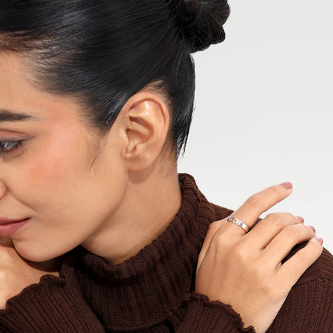 Ayla Sterling Silver Moon Phase Band Ring