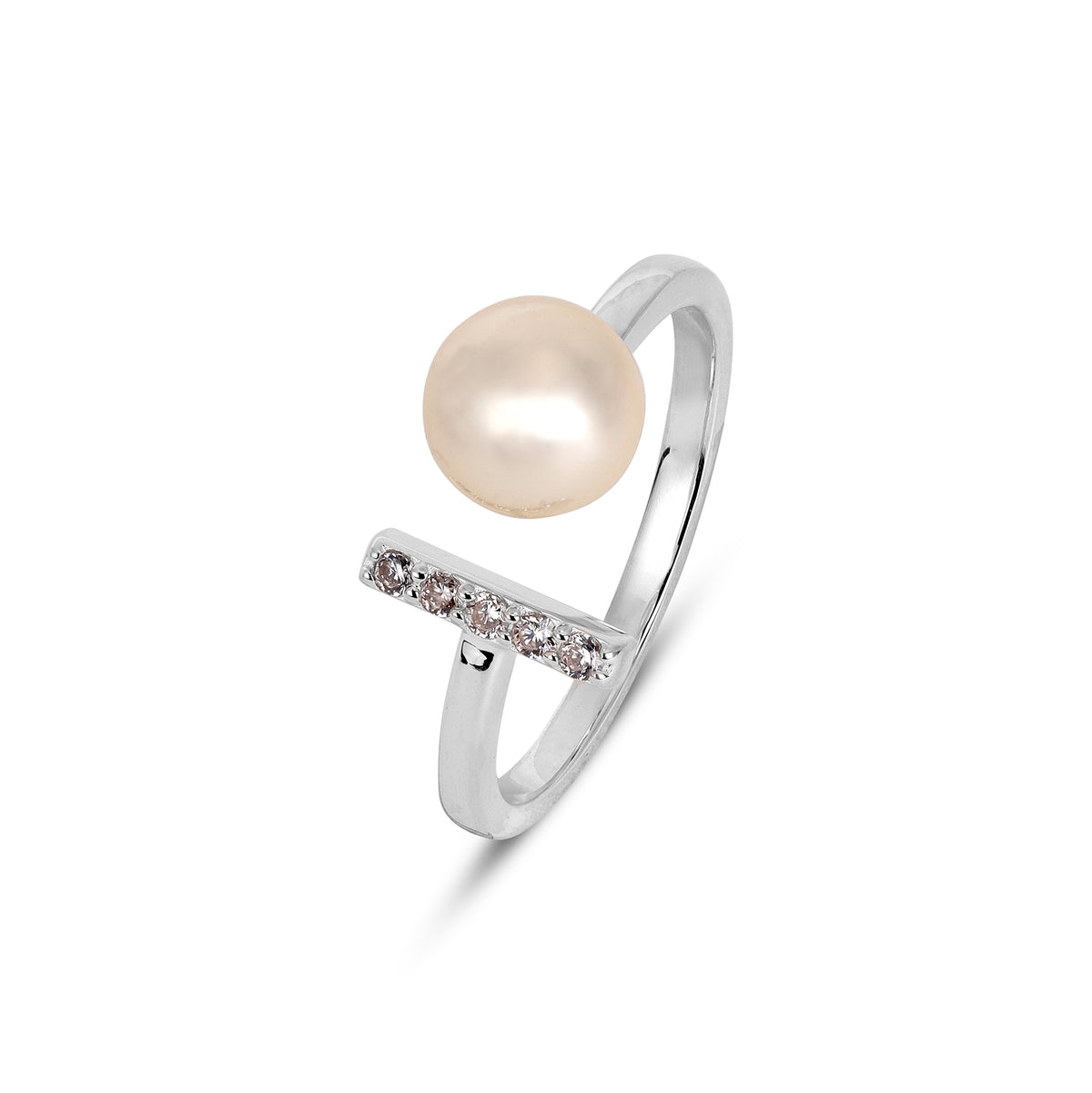 Nora Gold Plated Synthetic Pearl White cubic zirconia Ring
