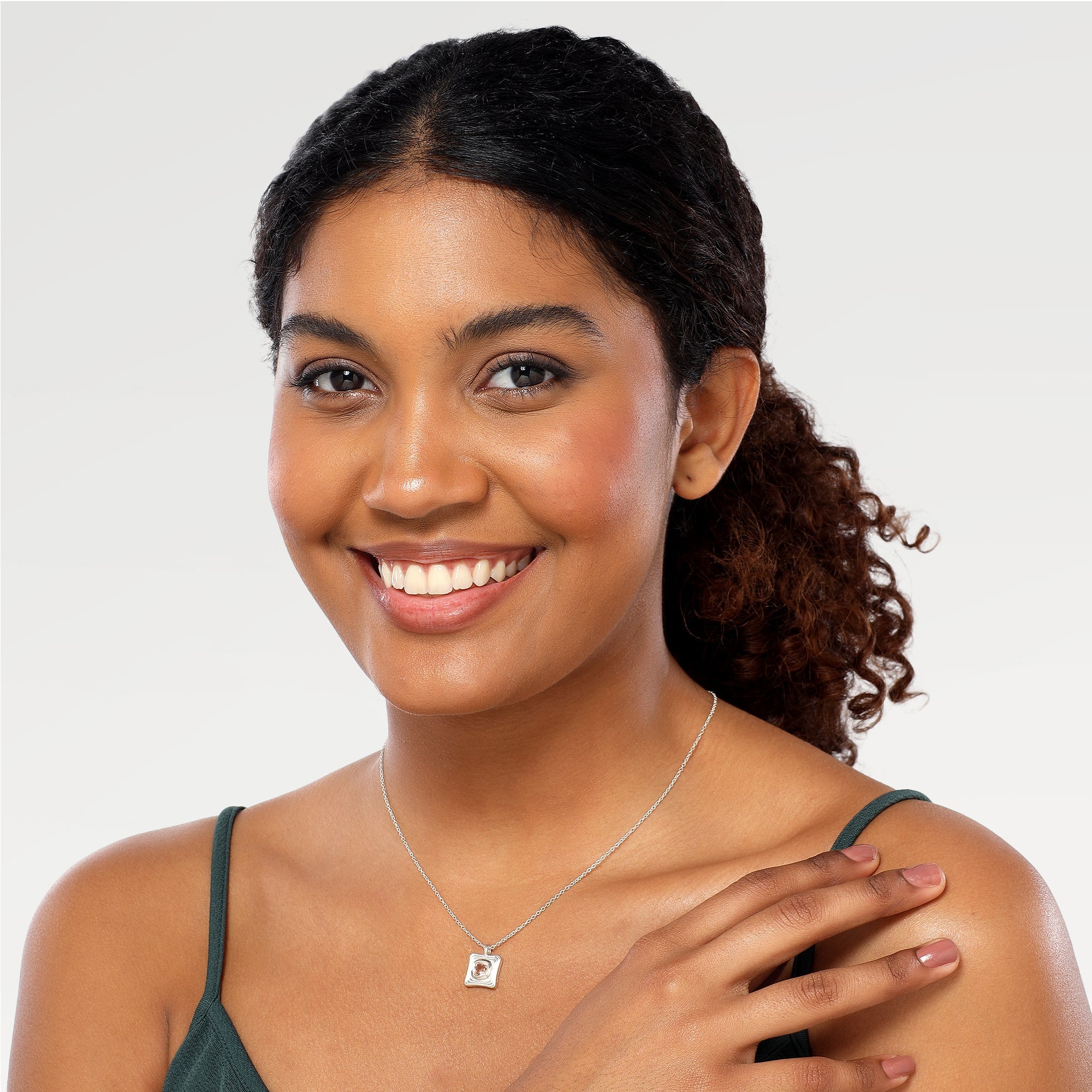 Zoe Morganite Cushion Bezel Necklace