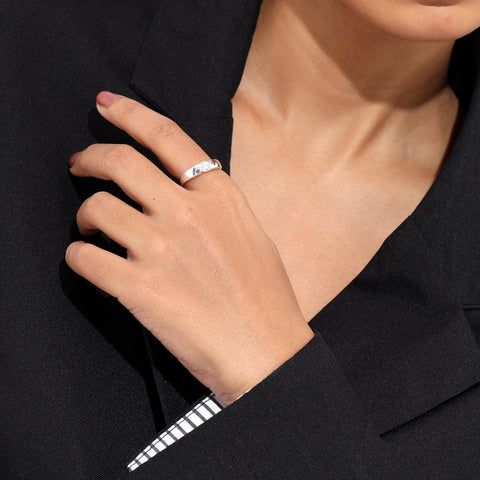 Anna Silver Diamond Adjustable Ring