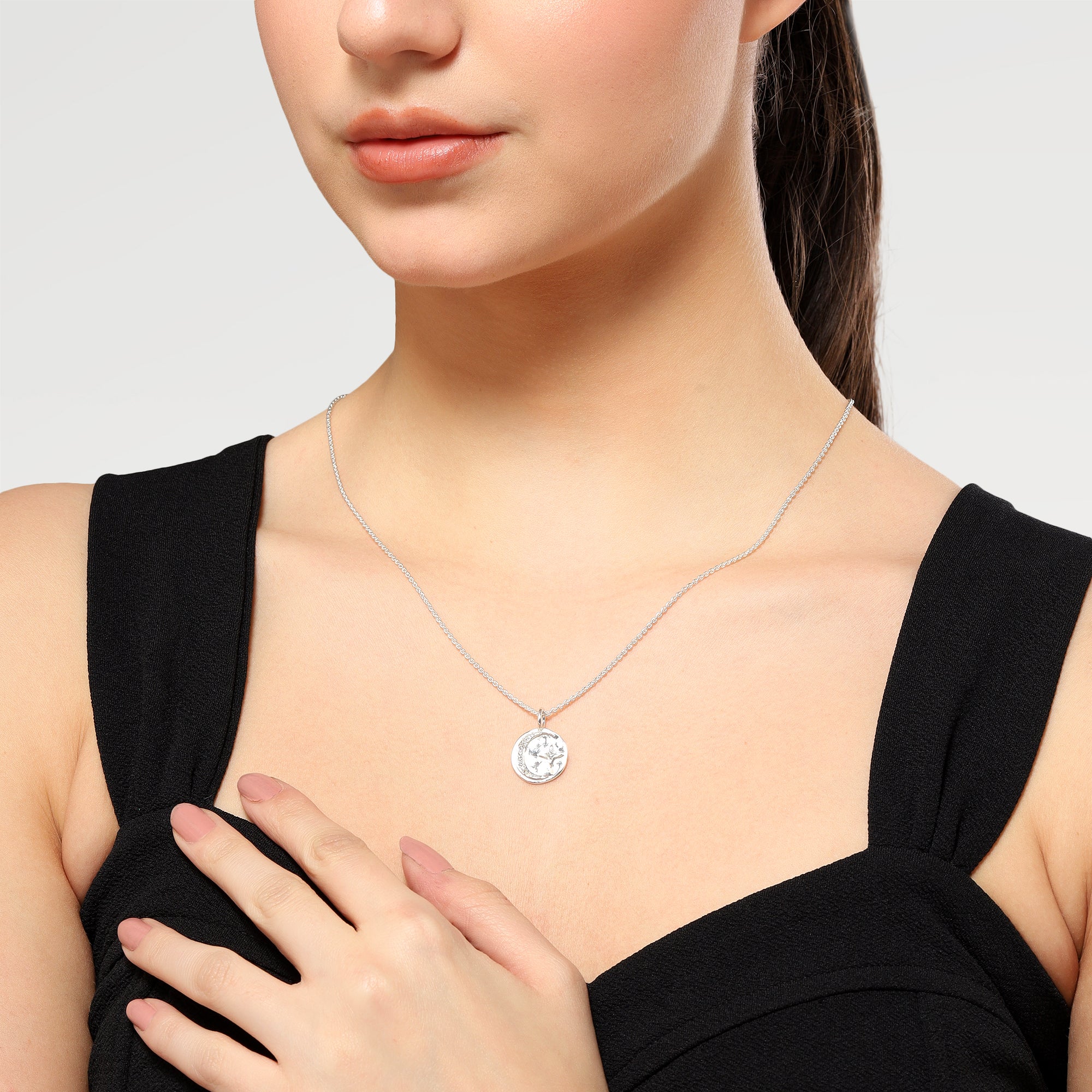 Zoe Star Moon Pave Zirconia Necklace