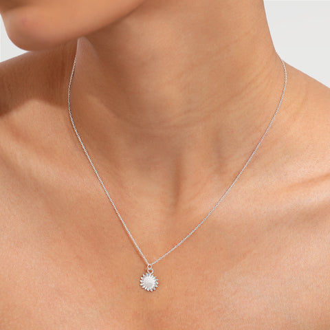 Ava Silver Sun Flower Necklace
