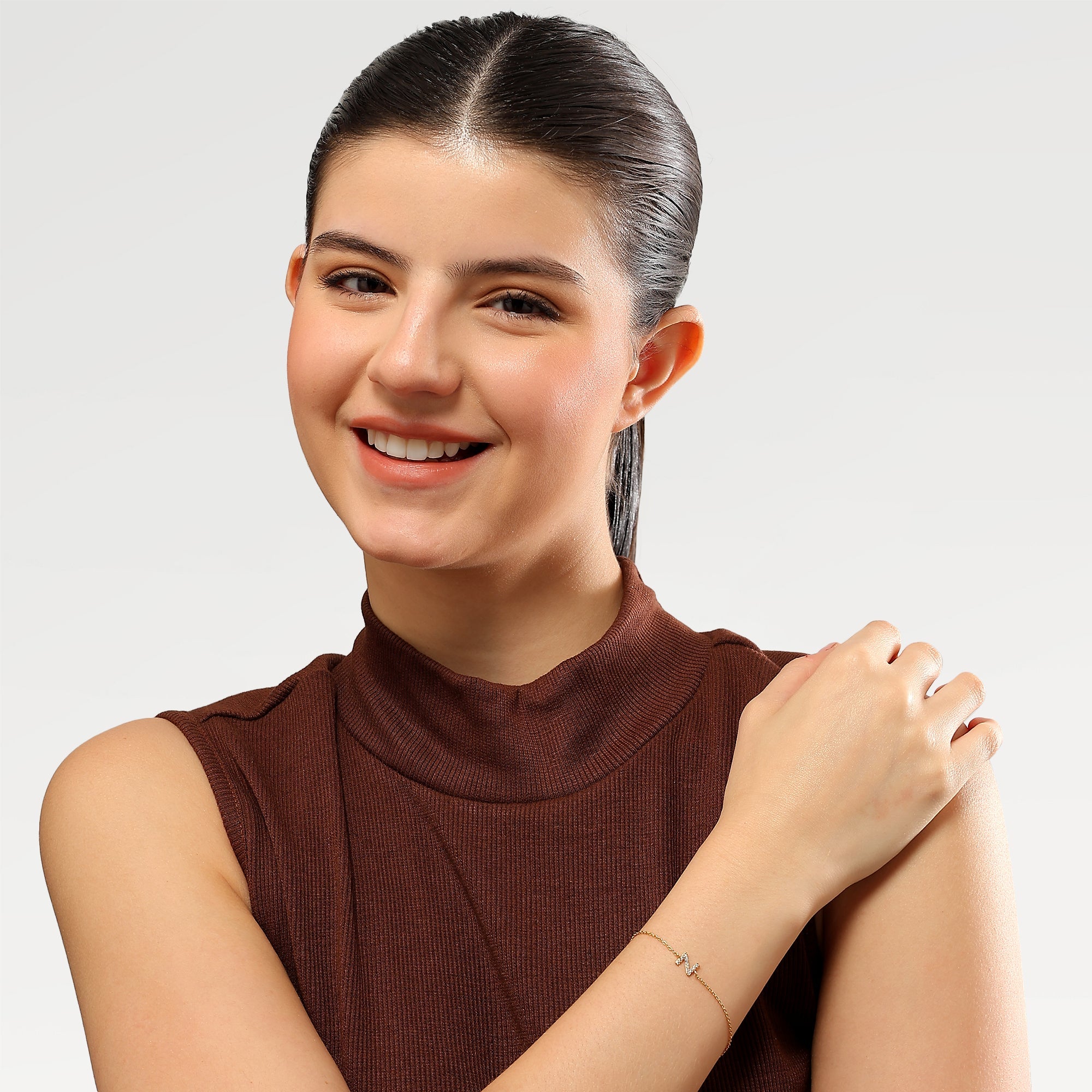 Zoe Gold Plated Zirconia Alphabet Bracelet