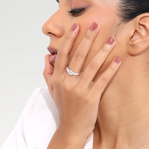 Pia Silver Diamond Adjustable Ring