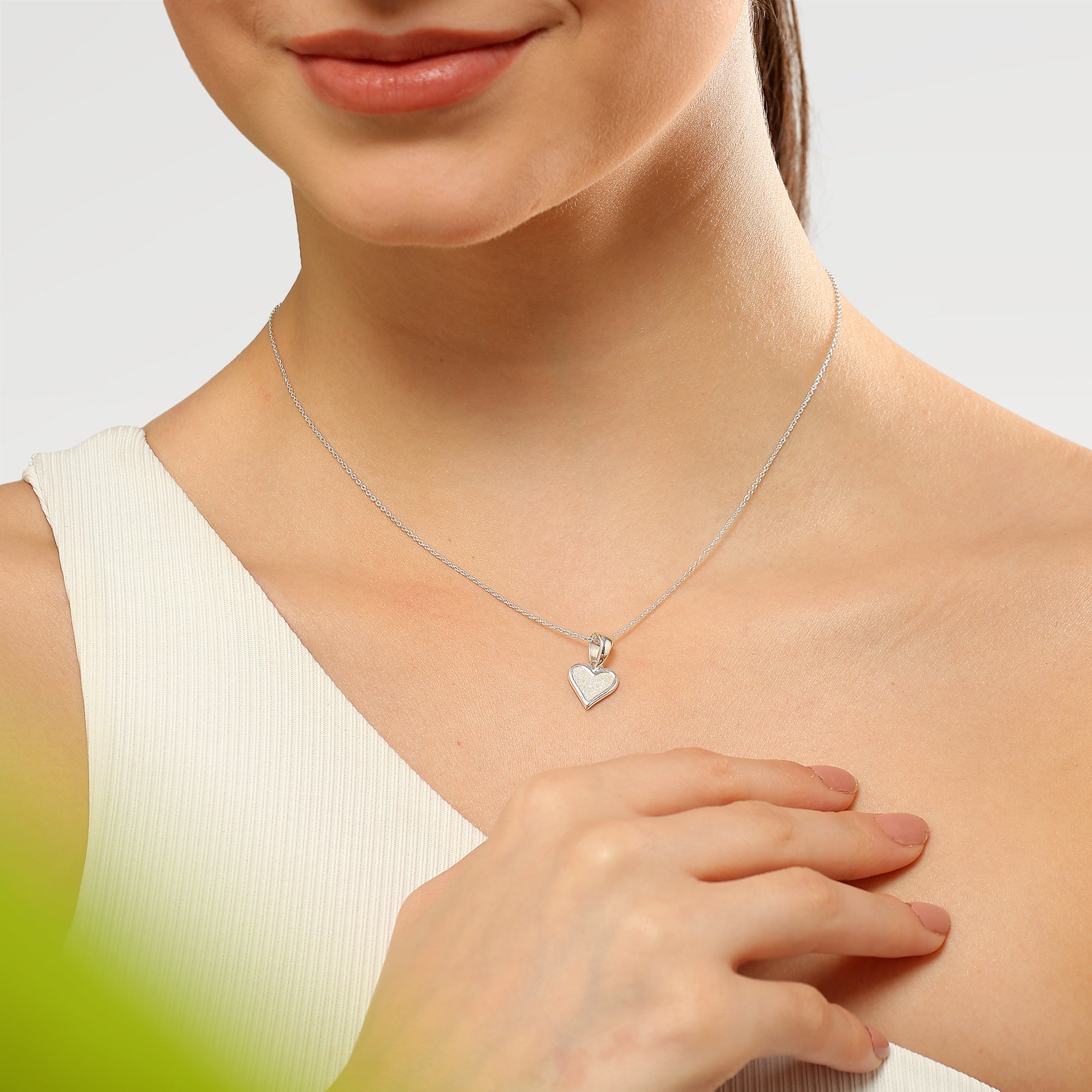 Zoe Silver Plated Enamel Pearl Heart Pendant