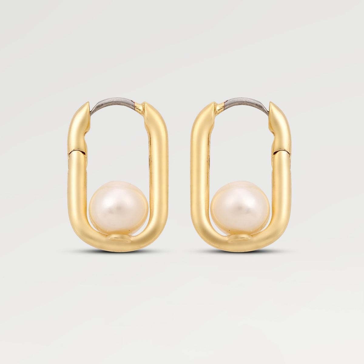0.025 Micron Yellow Gold Plated Ball Huggies Earrings with Round Beads Pearl