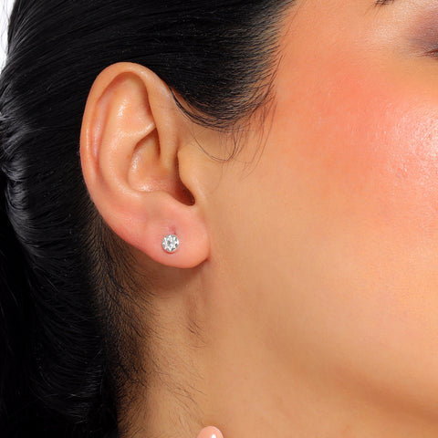 Zia Sterling Silver White Cubic Zirconia Stud Earrings