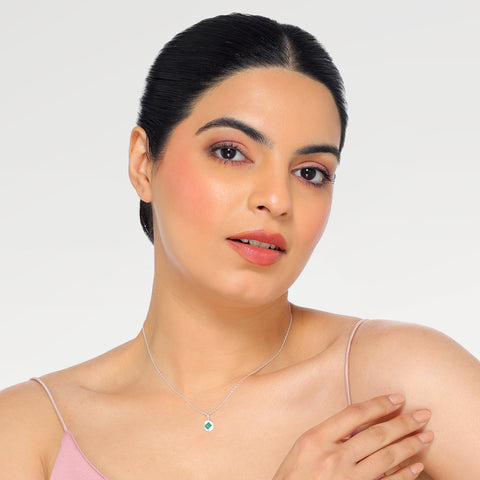 Anna Sterling Silver Emerald Pendant