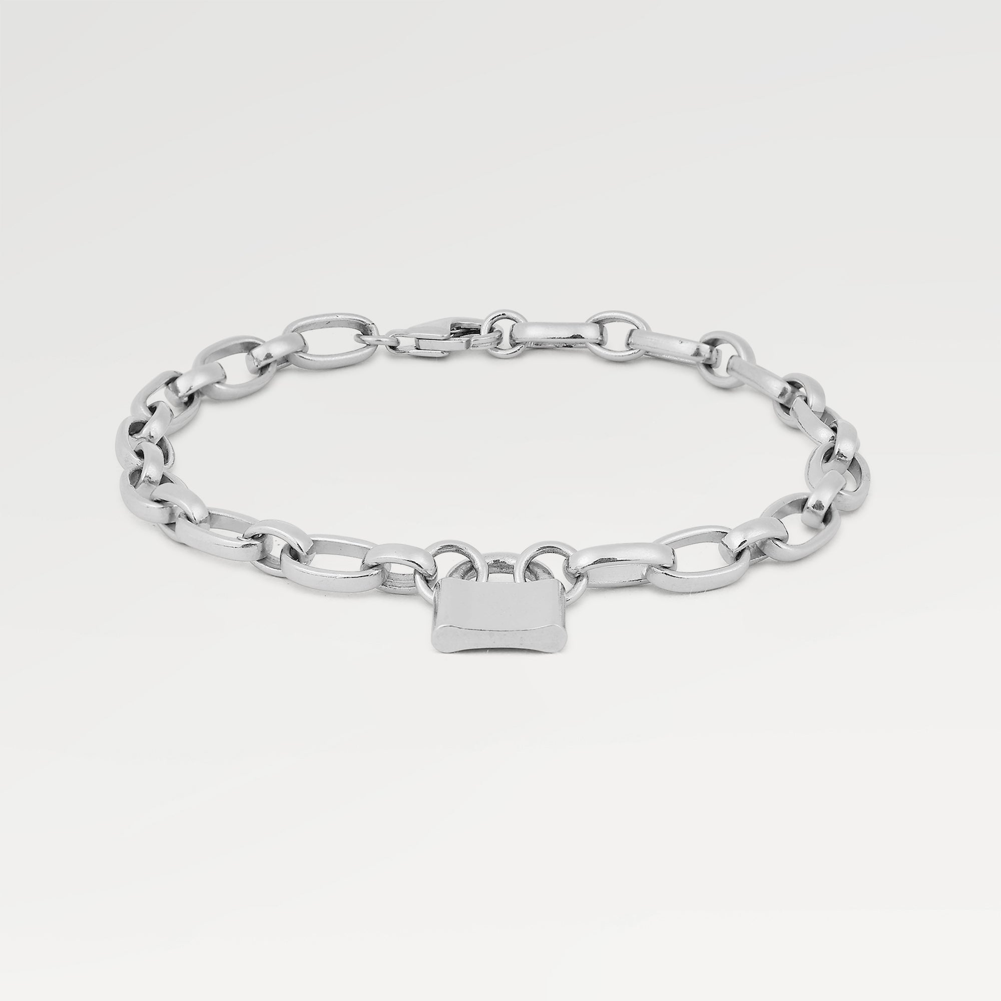 Lucy Rhodium Plated Lock Linking Bracelet