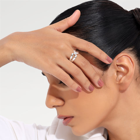 Kai Silver Diamond Adjustable Ring