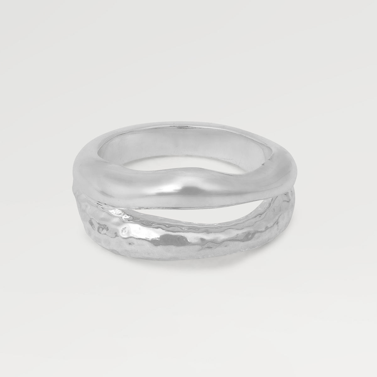 0.50 Micron Yellow Gold Plated Plain & Hammered Texture Ring
