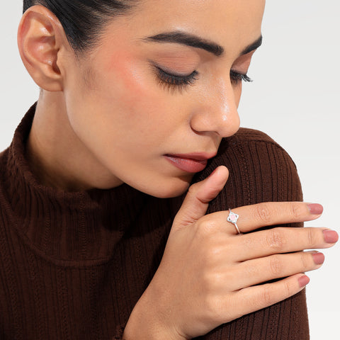 Anna Sterling Silver Rose Quartz Elegant Ring
