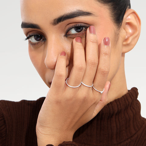 Lily Silver Adjustable Ring Set