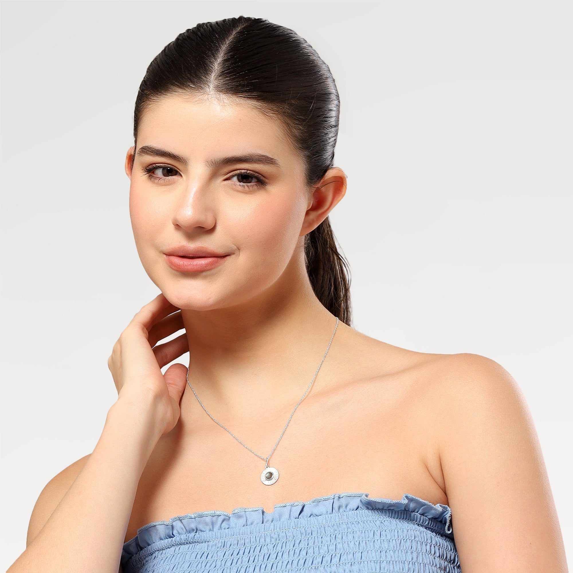 Lucy Silver Diamond Cut Labradorite Necklace