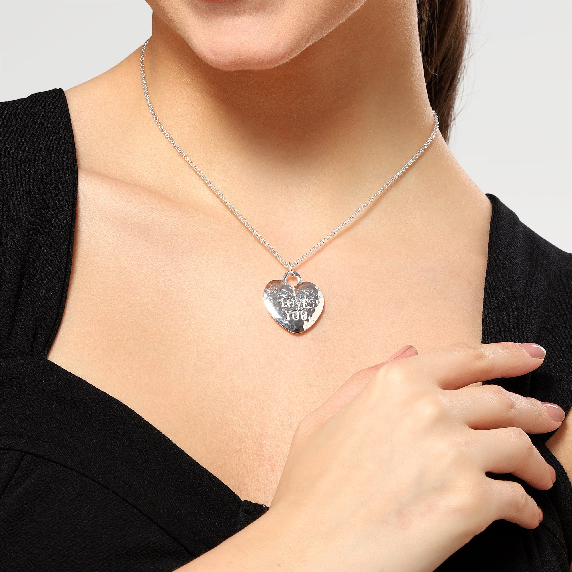 Ruby Silver Plated Love Heart Necklace