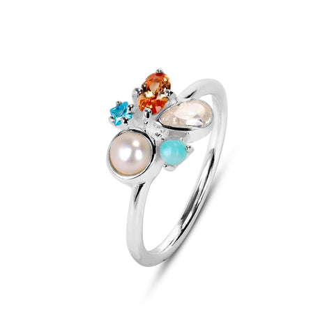 Anna Sterling Silver Multi Gemstone Ring