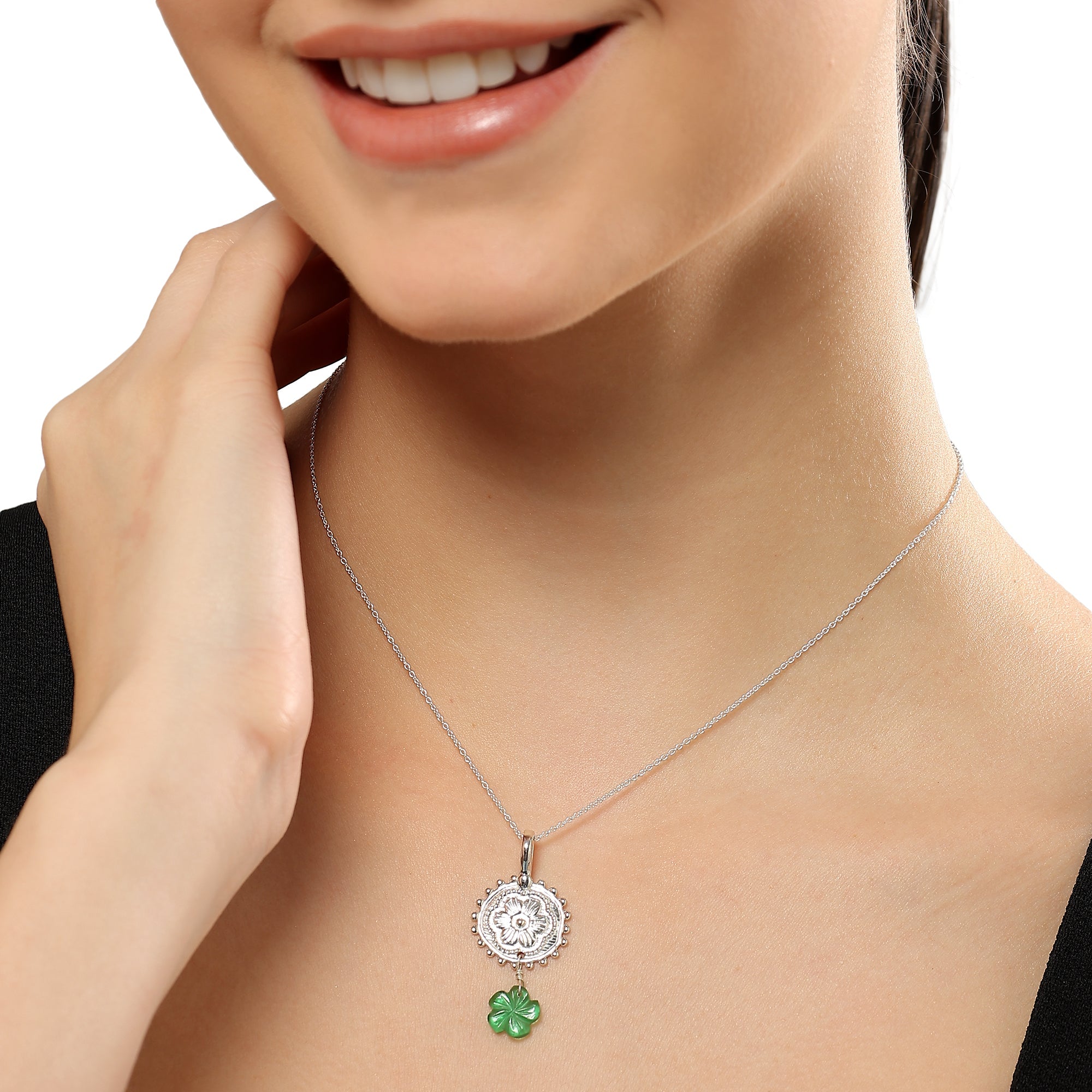 Grace Carved Flower Crystal Pendant