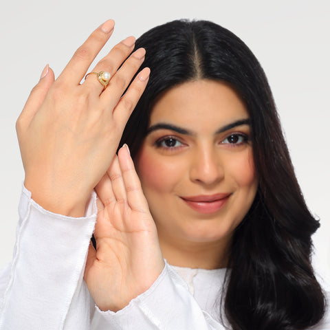 Lily Sterling Silver Round Synthetic Pearl Ring